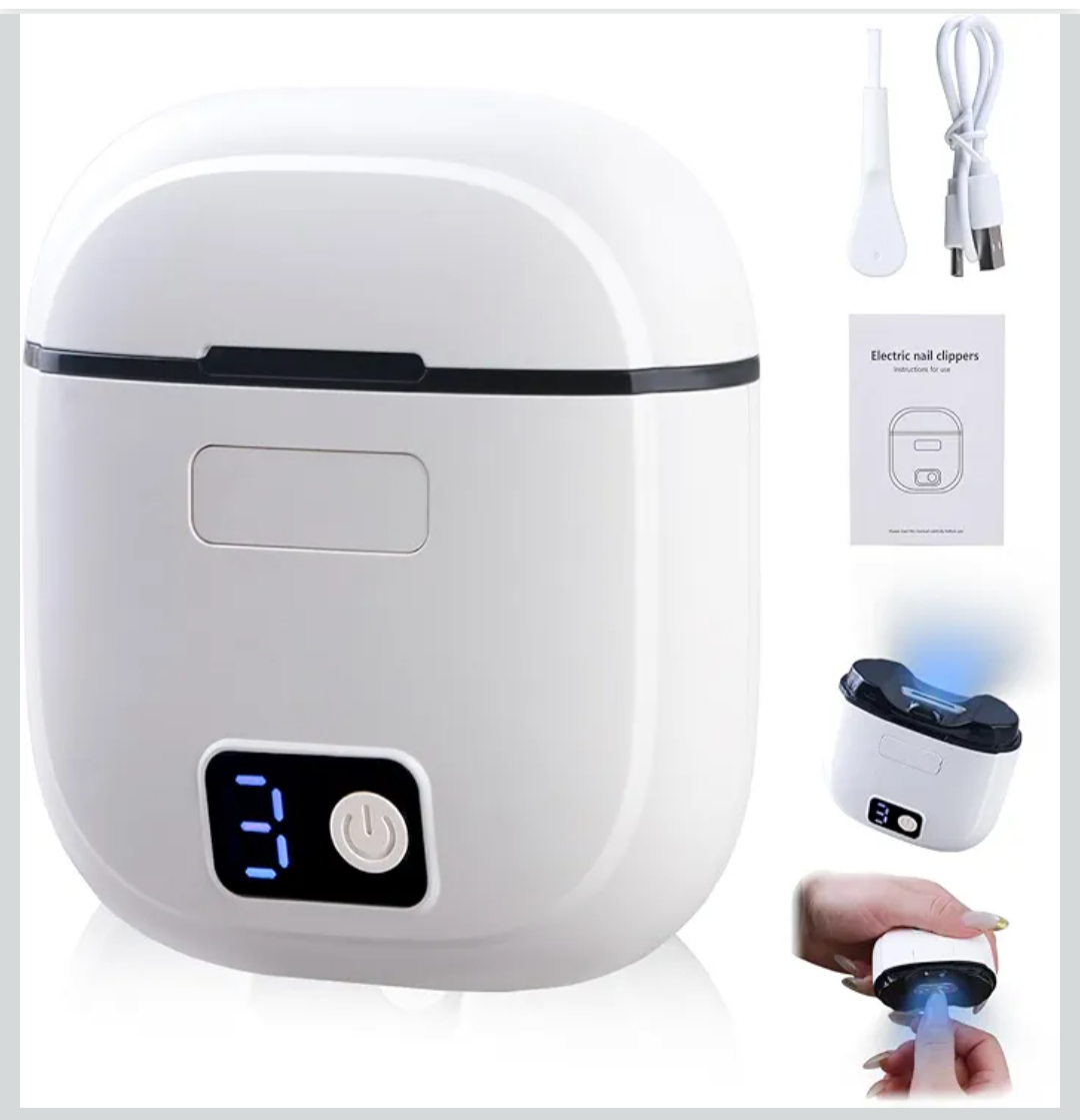 Cortauñas Eléctrico con Luz LED Cortauñas y Pulidor de Uñas con 3 Velocidades Recargable USB C para Adultos y Niños