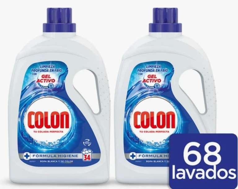 COLON Detergente para la Ropa con Gel Activo, Pack de 2 Unidades, 68 Lavados