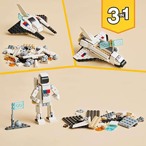 LEGO 31134 Creator 3 en 1 Lanzadera Espacial, Figura de Astronauta o Nave de Juguete, Set de Construcción para Niños y Niñas