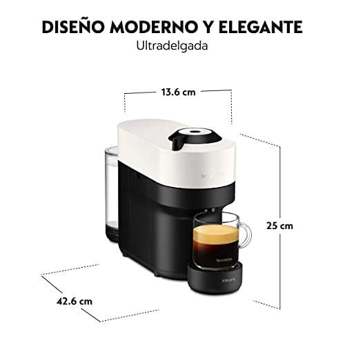 Krups Nespresso VERTUO Pop XN9201 - Cafetera de cápsulas, máquina de café expreso de Krups BLANCO
