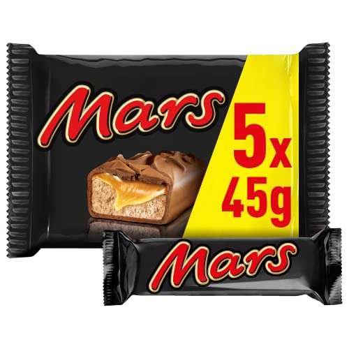 Mars Chocolatina: Exquisita combinación de crema de turrón y caramelo en un delicado recubrimiento de chocolate con leche (Pack de 5 x 45g)