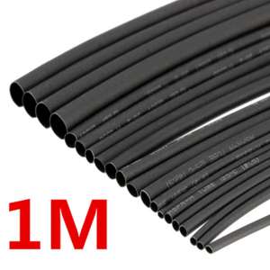 1 metros/lote 2:1 negro 1, 2, 3, 5, 6mm, 8mm, 10mm, encogimiento de calor de diámetro Heatshrink tubo de envoltura de alambre vender DIY