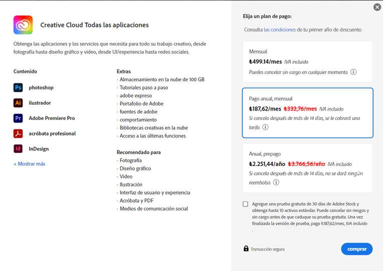 Adobe - Creative Cloud (100 GB), 1 año a través de Turquia