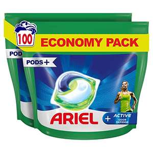 Ariel Pods Detergente Lavadora Cápsulas, 100 Lavados (2 x 50), Active Odor Defense