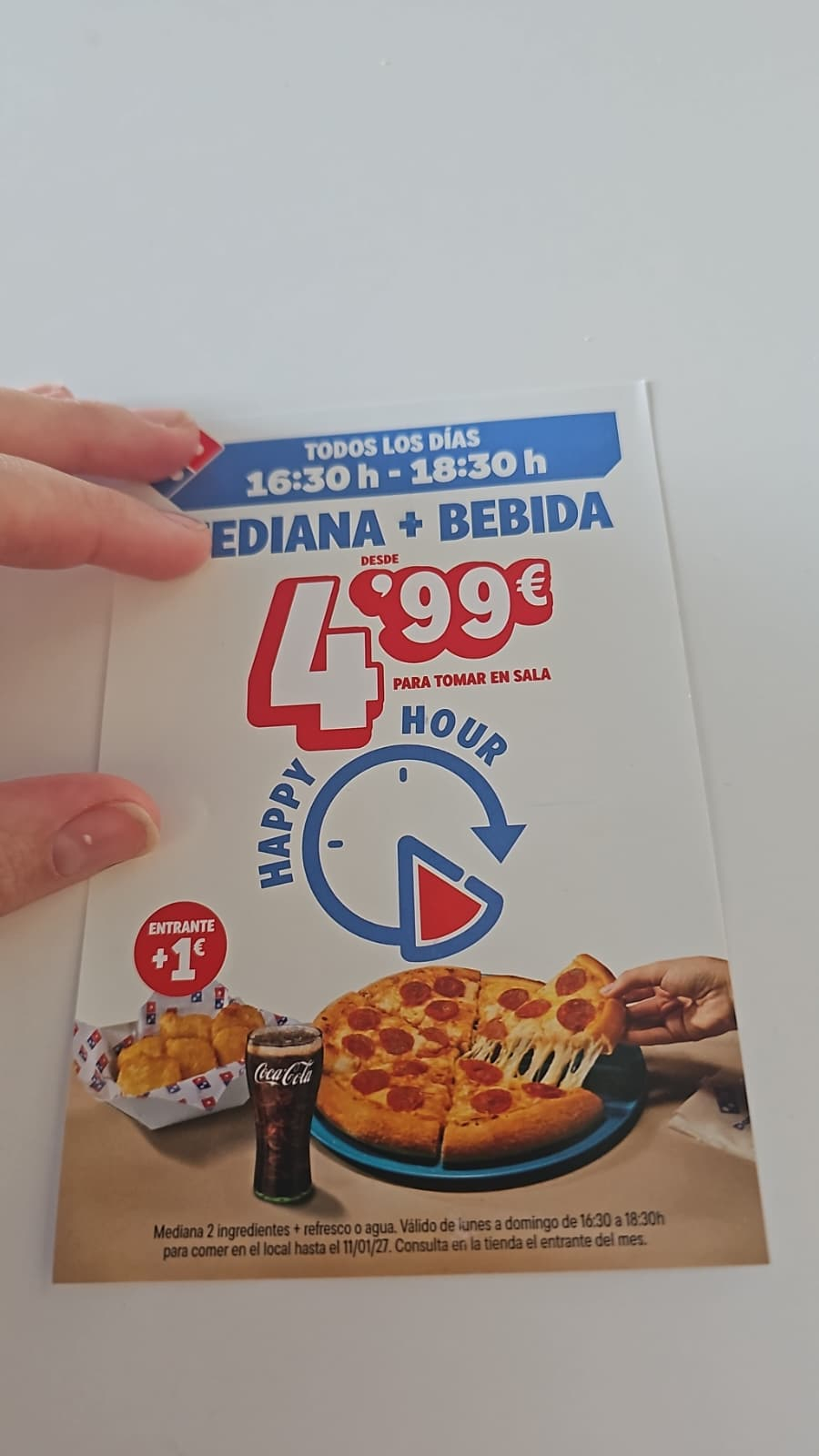 Descuento por las tardes Dominos - mediana + bebida de 4,99€