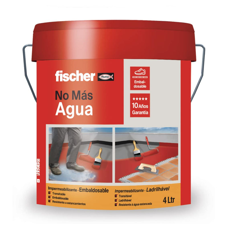 fischer 17886 Pintura Impermeabilizante Embaldosable Transitable Gris 4 L (Cad: 30/11/2027)