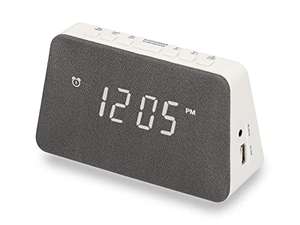 Radio Reloj Despertador Digital Portátil con Radio FM, Base de Carga inalámbrica para móviles Qi, Pantalla LED, Puerto Carga USB