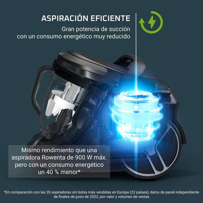 Rowenta Silence Force Cyclonic Effitech - Aspiradora sin bolsa, potencia 500 W,bajo consumo, filtración HEPA,silenciosa 59 dB(A)