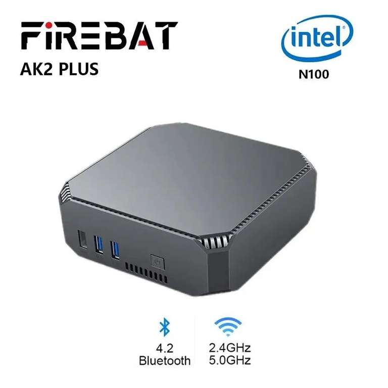 FIREBAT-MiniPC AK2 PLUS, Intel N100, banda Dual, WiFi5, BT4.2, 16GB, 512GB