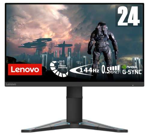 Lenovo G24-20 - Monitor Gaming de 23.8" (FHD, IPS, 144Hz, 0.5 ms, 2xHDMI+DP, Cable DP, FreeSync Premium, Base Metálica)