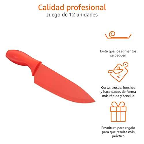 Amazon Basics - Juego de cuchillos de colores, 12 piezas