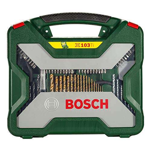 Bosch Maletín X-Line con 103 unidades para taladrar y atornillar (para madera, piedra y metal, accesorios para taladro atornillador),