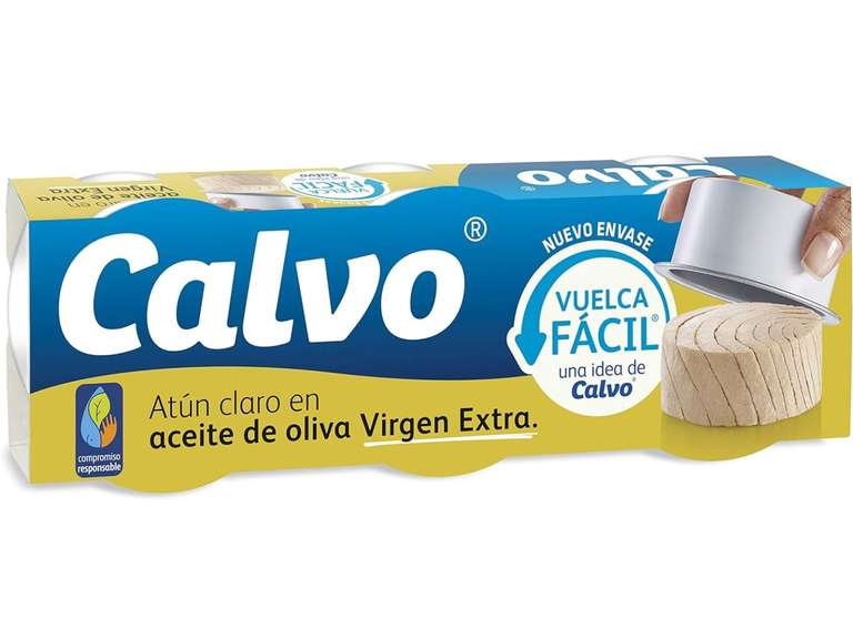4 Packs Calvo Atún Claro en Aceite de Oliva Virgen Extra 3 x 65g (10,03€kg) Recurrente baja hasta los 8,97€kg