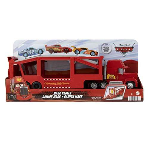 Mattel Cars Camión Mack transporta coches de juguete con rampa, capacidad para 12 coches, regalo para niños +3 años (HHJ54)