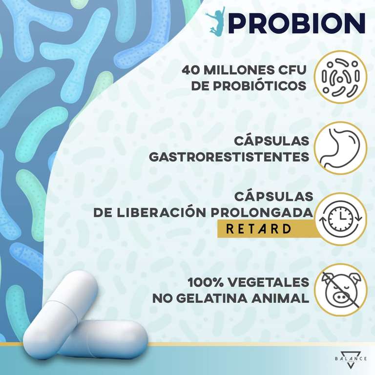 PROBION | Probioticos y Prebioticos Intestinales | Enzimas Digestivas + Vitaminas + Bambú y Manzanilla contra los gases intestinales