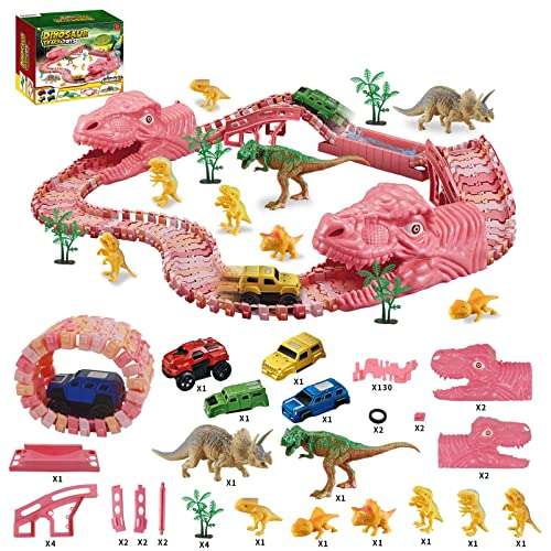 Pista de Coches dinosaurios para niños y niñas 165 piezas