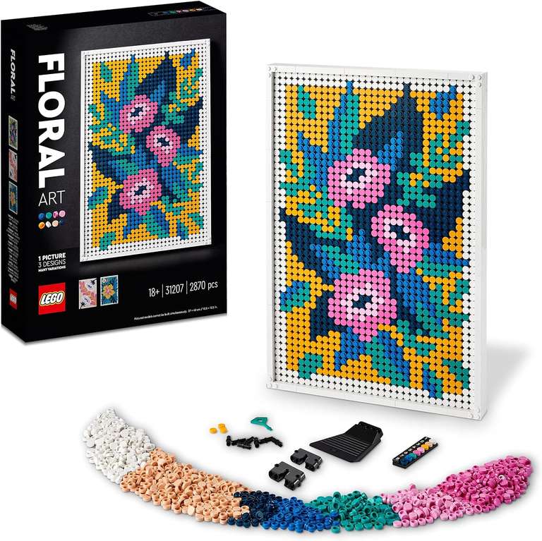 LEGO 31207 Art Arte Floral, 3en1, Cuadros de Flores,