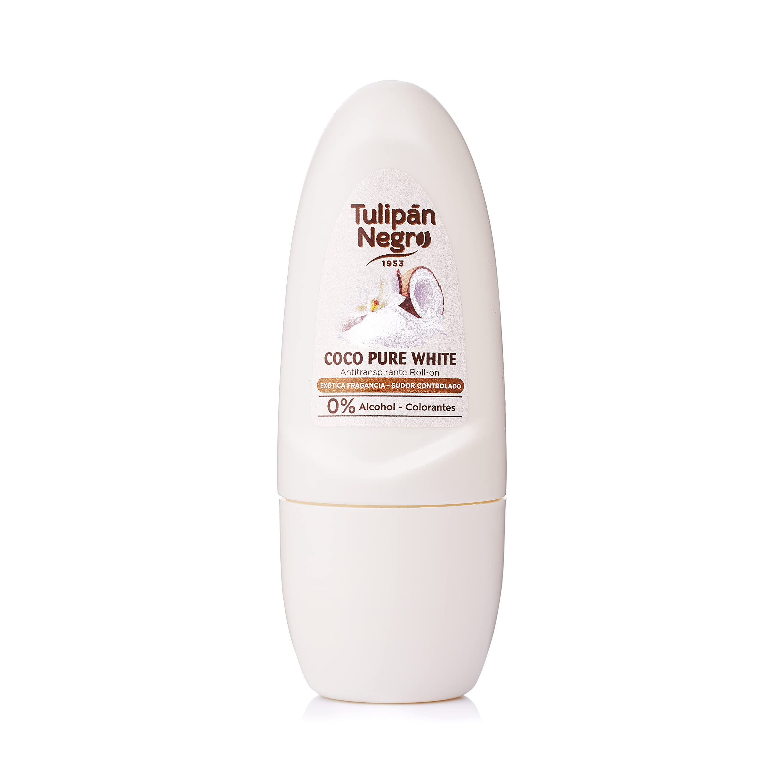 Tulipán Negro - Antitranspirante Roll-On Coco Pure White, Desodorante con Fragancia Dulce y Tropical, 0% Alcohol y Colorantes