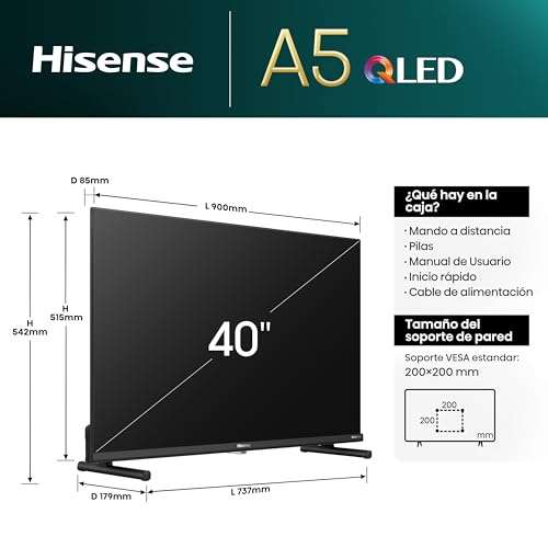 Hisense 40A5NQ - QLED TV, 40 Pulgadas