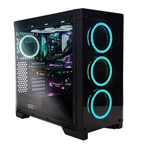 ABYSM Gaming Caja PC ATX Ebony RGB Deep Series con 3 Ventanas de Vidrio Templado, Filtro Magnético y 4 Ventiladores LED RGB Doble Ring