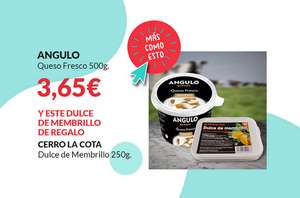 Queso fresco Angulo 500 gr. + regalo dulce de Membrillo Cerro La Cota 250 gr. x 3,65€