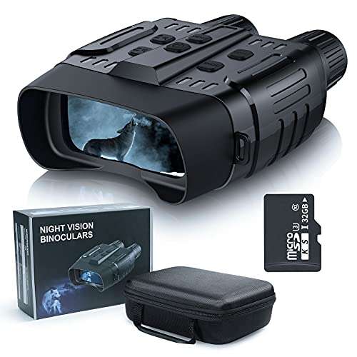 Prismaticos Vision Nocturna, TKWSER 7 Grados Infrarrojos Digitales 300M Rango Zoom 4XVideo HD 1280x960 Foto, 2,31" LCD TFT con 32GB