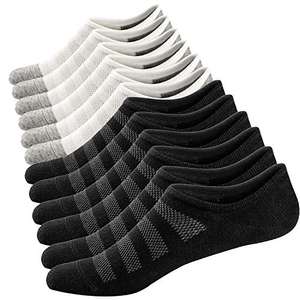 Ueither - Calcetines Cortos para Hombre y Mujer Invisibles Respirable Calcetines tobilleros Algodón Antideslizantes (44-48)
