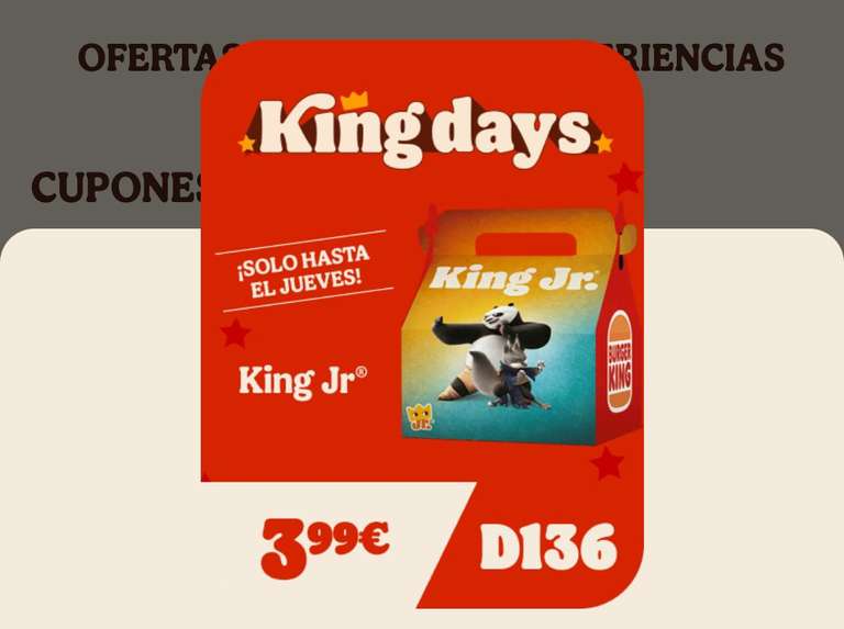 Menú King jr a 3,99€