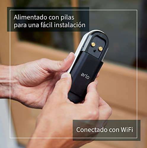 Arlo Videoportero wifi sin cables con batería recargable, Vídeo HD 1080p, Llamada directa al móvil, Sirena integrada, visión nocturna