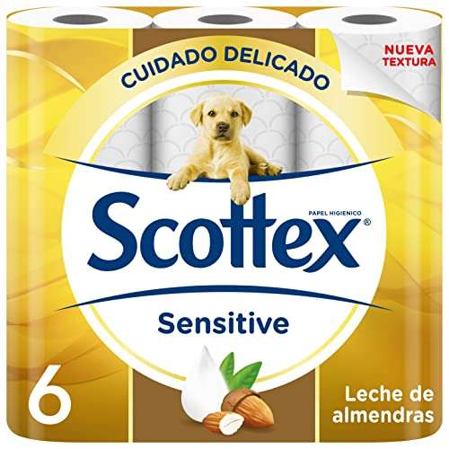 18x Rollos Scottex Sensitive Papel Higiénico Seco Leche de Almendras (3x2 y CR)