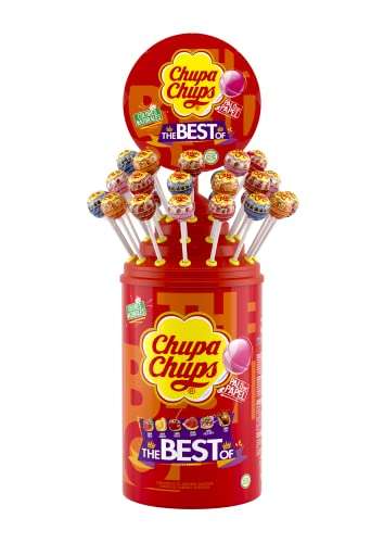 Chupa Chups Original, Caramelo con Palo de Sabores Variados, Tubo Icon Pack de 100 unidades de 12 gr. (Total 1.200 gr.) [PRIME DAY]