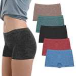 Boxer para mujer, cobertura completa, sin costuras, suave, elástico, paquete de 5