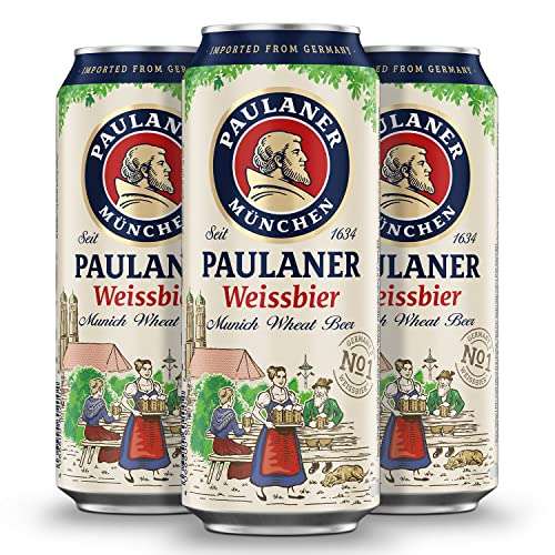 Paulaner Hefe Weissbier Cerveza Trigo Alemana Pack Lata, 24 x 50cl