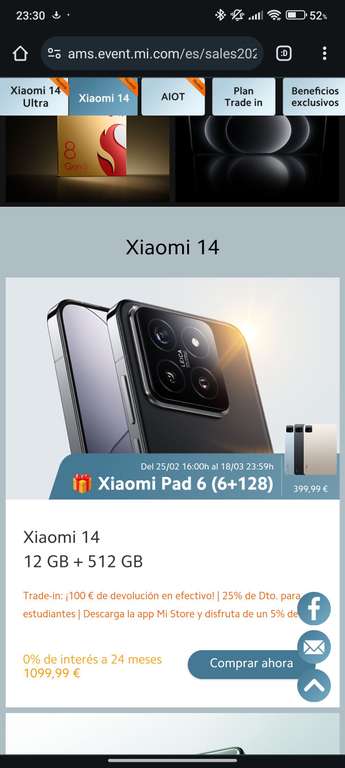 Xiaomi 14 (12gb 512gb) + Xiaomi pad 6. [744€ si entregas cualquier móvil]