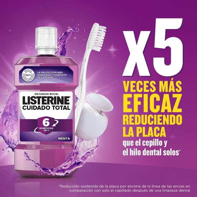 2x Listerine Cuidado Total (pack de 2 x 1 L), 6 beneficios en 1. Total 4 litros. 7'02€/pack-3'51€/l