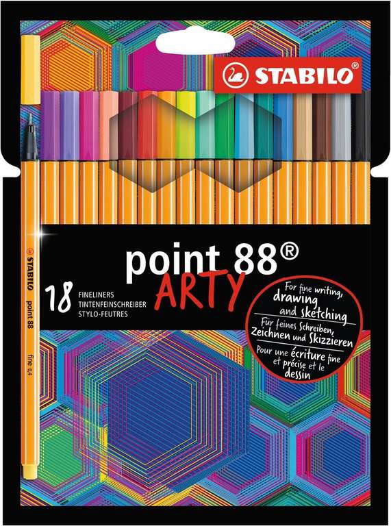 Rotulador punta fina STABILO point 88 - Estuche ARTY con 18 colores