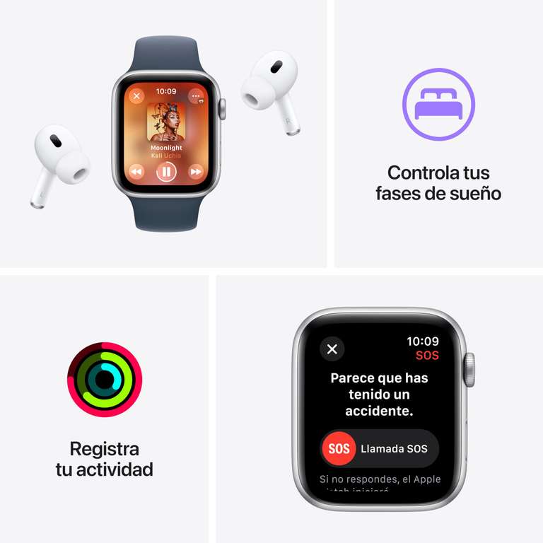 Apple Watch SE de 2.ª generación, 2023 [GPS + Cellular] Caja de Aluminio en Plata de 40 mm y Correa Loop Deportiva Azul Invierno.