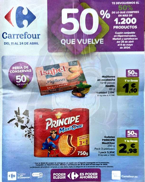 Folleto Carrefour 50% Que Vuelve (Del 11 al 24 de abril)