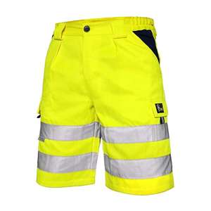 CXS Norwich, Pantalones Cortos de Trabajo de Alta Visibilidad con Rayas Reflectantes (Tallas 56 y 58, Amarillo)