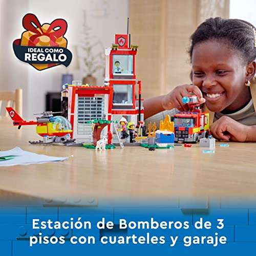 LEGO 60320 City Parque de Bomberos de Juguete con Helicóptero y Camión para Construir,