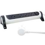 LEGRAND Regleta de enchufes, con Interruptor, Base múltiple con 4 Tomas de Corriente, Cable de 3 m, Color Blanco/Gris Oscuro 694536