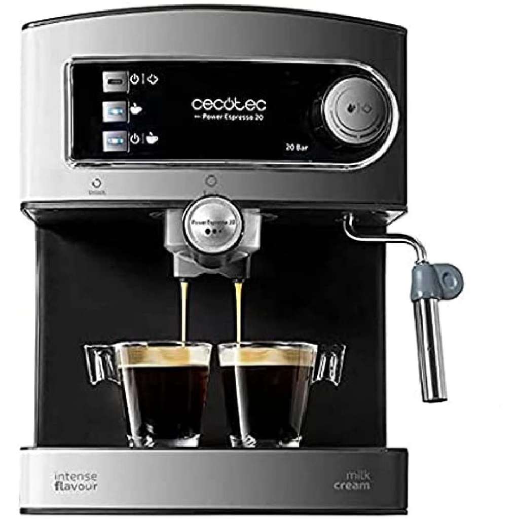 Cafetera express - Cecotec Power Espresso 20 Pecan, 20 bar, 1100 W, 1.25 l,  2 tazas, Vaporizador, Manómetro, Black - Desde la App » Chollometro