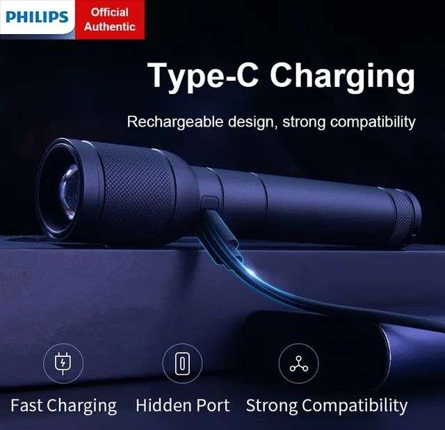 Philips-linterna portátil con Zoom óptico