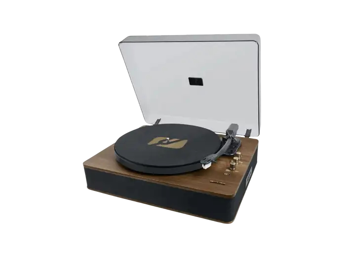 Tocadiscos Vintage Muse MT-106 BT Marrón (Bluetooth, altavoces 2x5 W, encoding USB, salida RCA, 3 velocidades 33/45/78 RPM, MediaMarkt)