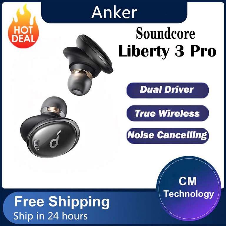 Anker-auriculares híbridos con Bluetooth 5,2, dispositivo de audio con cancelación activa de ruido, TWS, SoundCore Liberty 3 Pro
