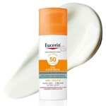 Eucerin Sun Gel Crema Oil Control Dry Touch FPS 50+ (50 ml), protección solar facial 50+ con filtros UVA/UVB, piel grasa y propensa al acné