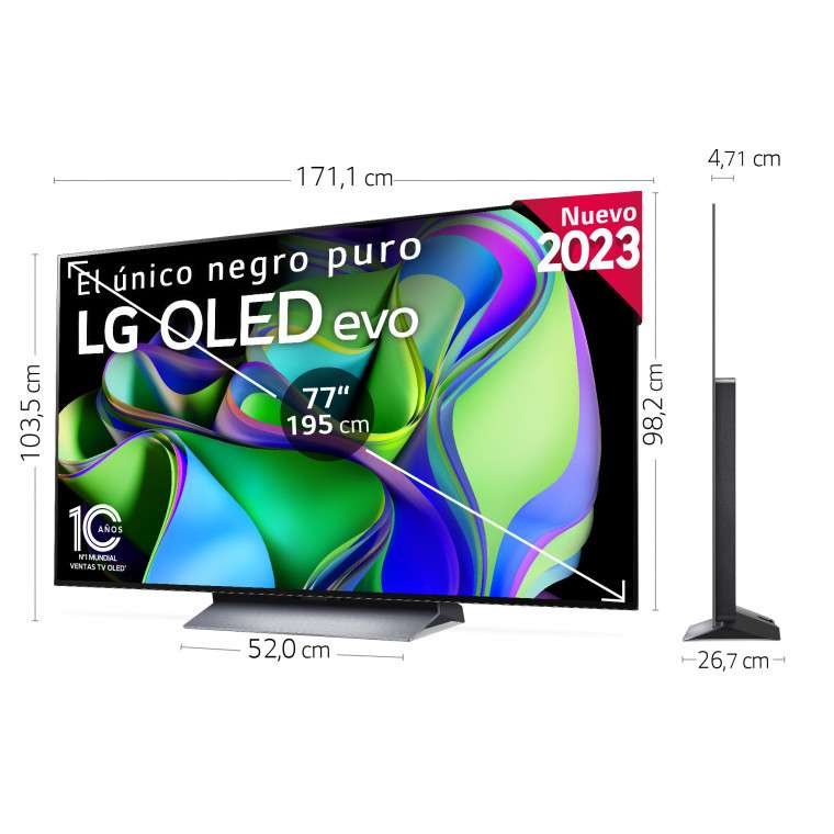 TV OLED 77 " OLED77C34LA.AEU +WebCam + monitor IPS 24" (con Microcadena LG XBOOM 100W 1.924,21 €, con Barra de sonido 4.1 220W, 2.005,21 €)