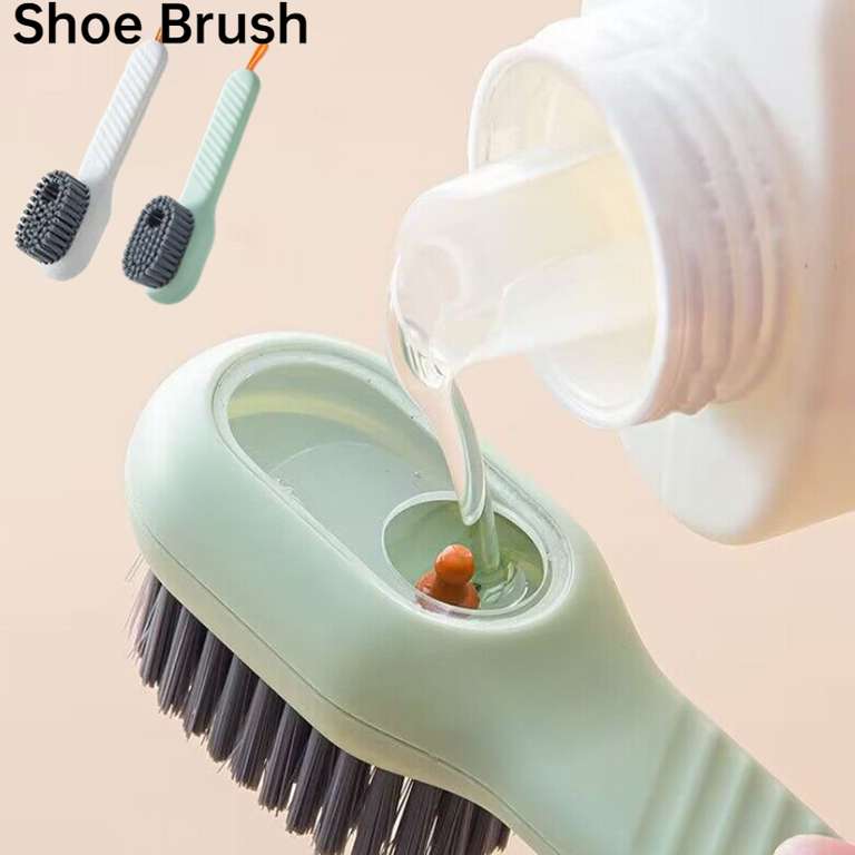 Cepillo de limpieza líquido de cerdas suaves para zapatos, cepillo de mango largo.