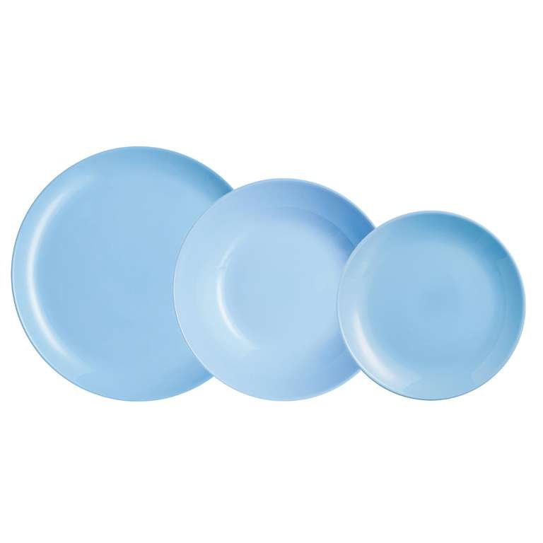 Luminarc diwali azul vajilla 18 piezas vidrio opal