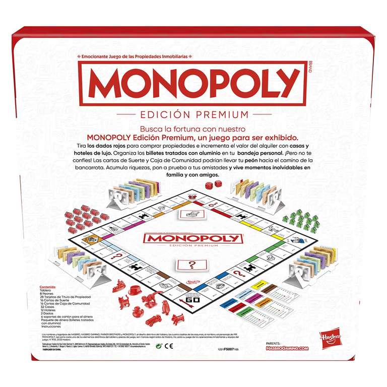 Monopoly Edición Premium - Juego de Mesa para Jugar en Familia - para 2 a 6 Jugadores a Partir de 8 años - Caja y componentes de Lujo